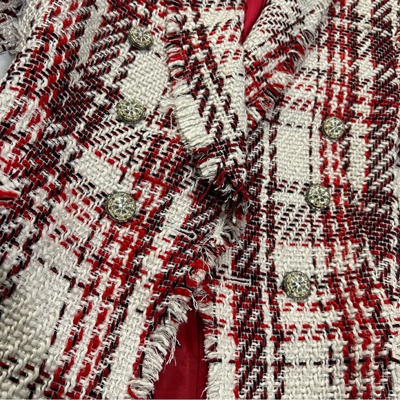 Red & White Textured Zara Blazer - Picture 3 of 4